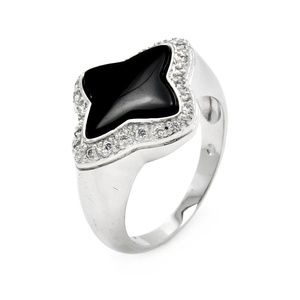 Sterling Silver Quatrefoil Black Onyx Ring